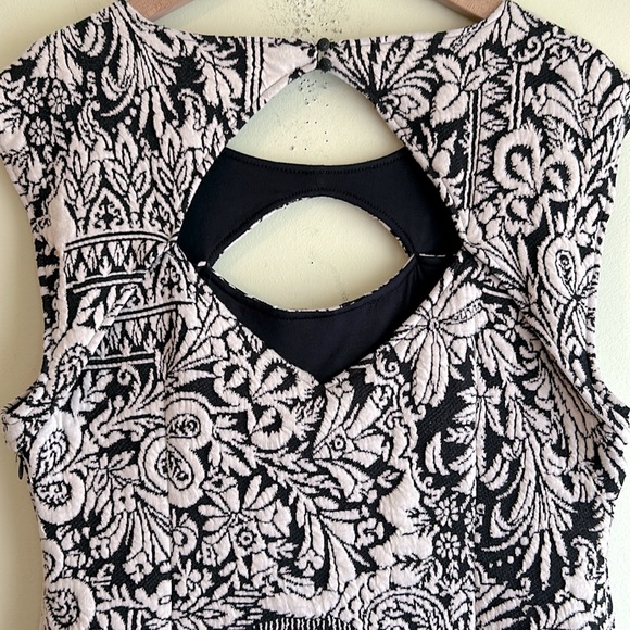 Anthropologie Jacquard Cut Out Black and White MIDI Dress - Picture 7 of 10